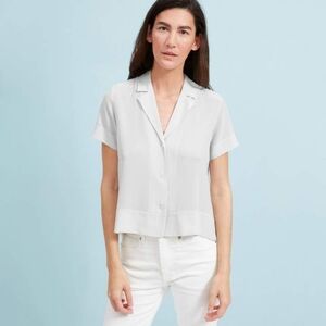 Everlane The Notch Shirt in Washable Silk cropped button down blouse 4 s